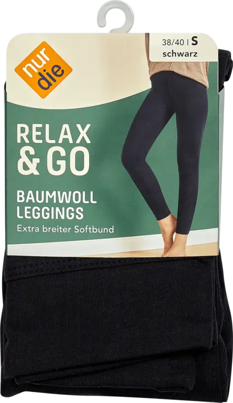 nur die Baumwoll-Leggings Damen schwarz, Gr. 38/40