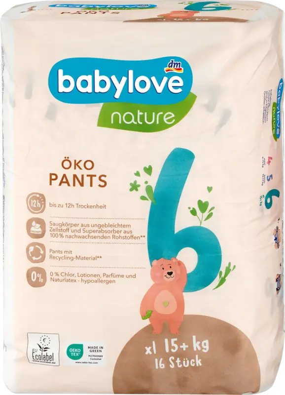 babylove nature Baby Pants &Ouml;ko Gr. 6 XL (15+ kg)