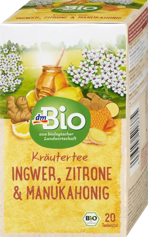 dmBio Kr&auml;utertee Ingwer, Zitrone & Manukahonig