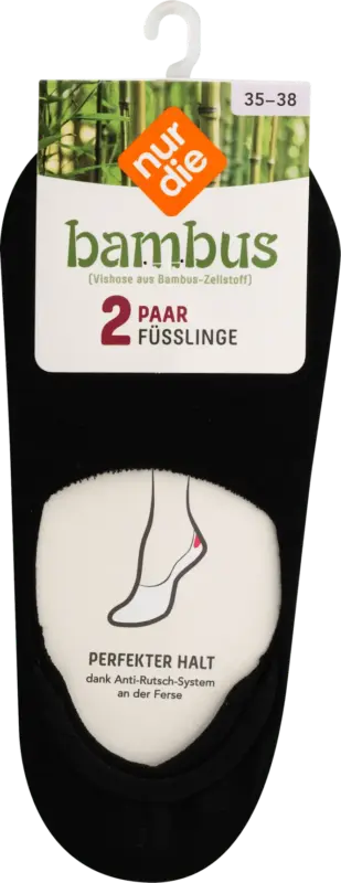 nur die Bambus F&uuml;ssling Socken schwarz, Gr. 35 - 38 (2 Paar)