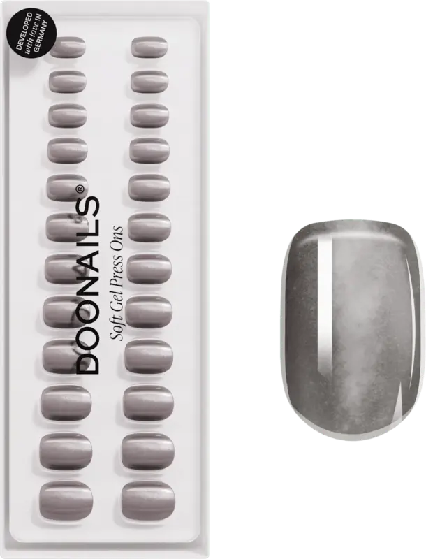 Doonails K&uuml;nstliche N&auml;gel Press Ons Short Square Glass Grey