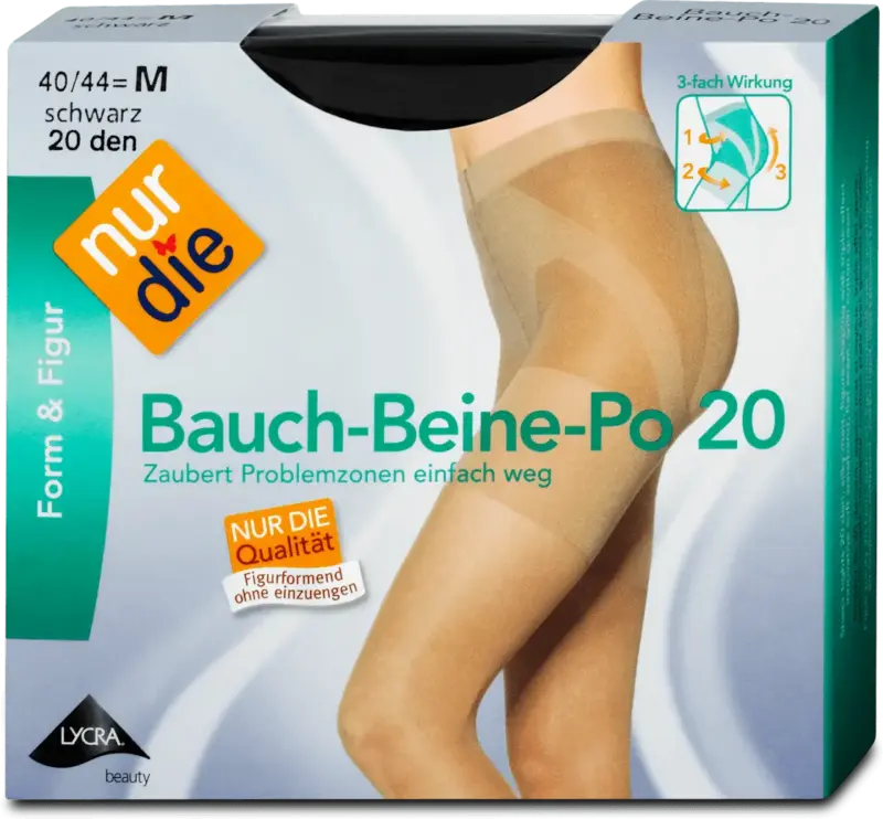 nur die Form & Figur Bauch-Beine-Po Strumpfhose schwarz 20 DEN, Gr. 40/44