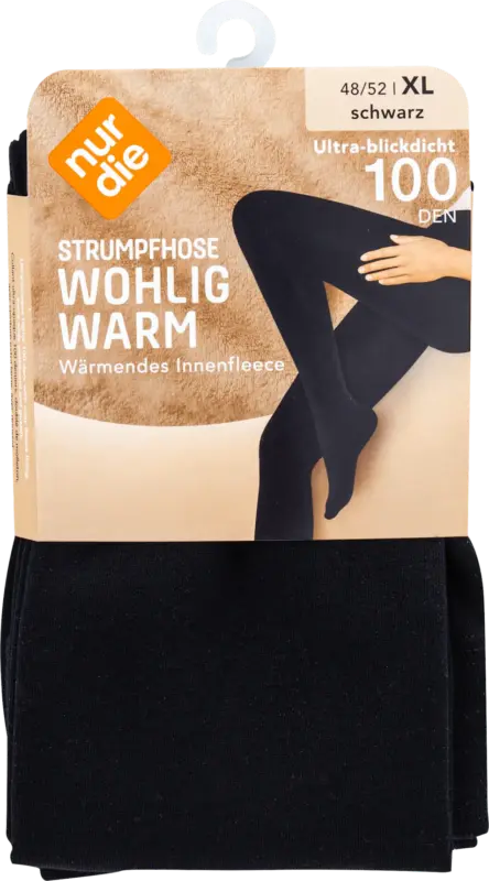 nur die Strumpfhose Wohlig Warm schwarz 100 DEN, Gr. XL