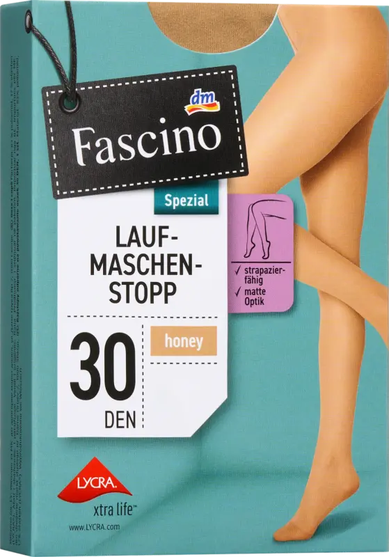 Fascino Strumpfhose Laufmaschenstopp honey 30 DEN, Gr. 38/40