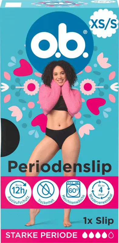 o.b. Periodenunterw&auml;sche schwarz, Gr XS. XS/S