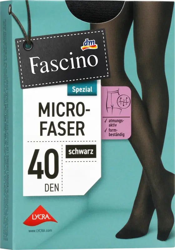 Fascino Strumpfhose Microfaser schwarz 40 DEN, Gr. 46/48