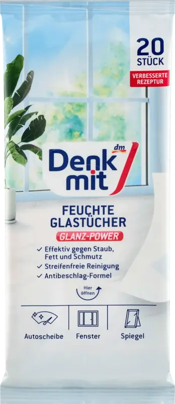Denkmit Reinigungst&uuml;cher feucht f&uuml;r Glas