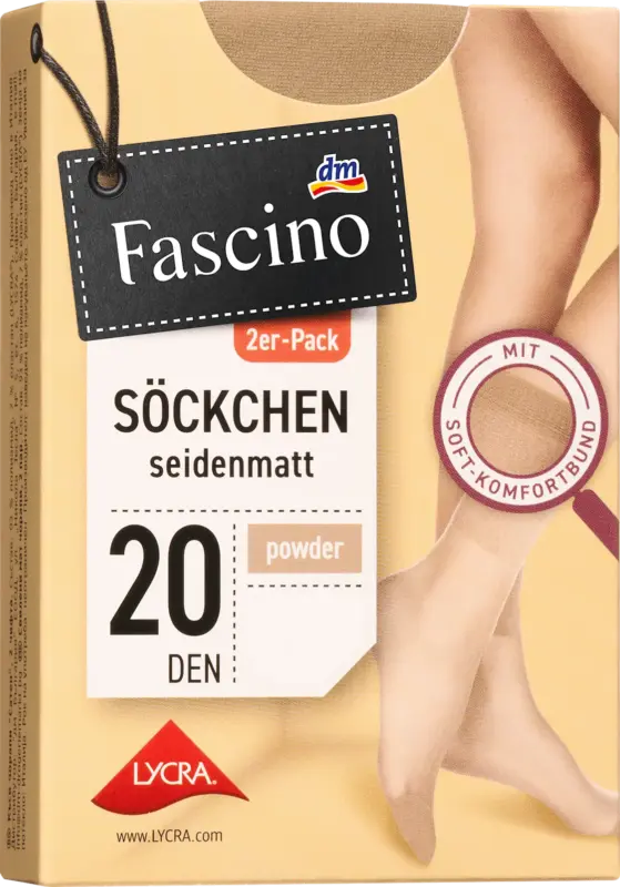 Fascino S&ouml;ckchen seidenmatt powder 20 DEN, Gr. 39 - 42 (2 Paar)