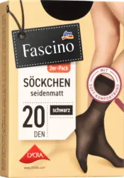 Fascino S&ouml;ckchen seidenmatt schwarz 20 DEN, Gr. 39 - 42 (2 Paar)
