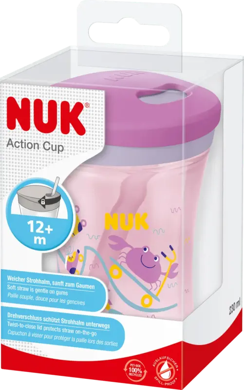 NUK Strohhalmbecher Action Cup 12+ Monate 230 ml sortiert