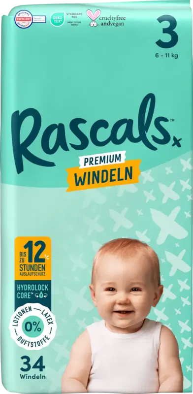 Rascals Windeln Premium Gr. 3 (6-11 kg)