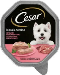 Cesar Nassfutter Hund Klassik-Terrine mit zartem Kalb & Gefl&uuml;gel