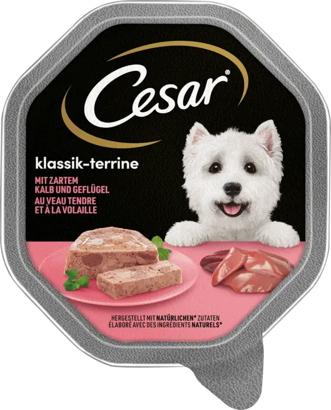 Cesar Nassfutter Hund Klassik-Terrine mit zartem Kalb & Gefl&uuml;gel