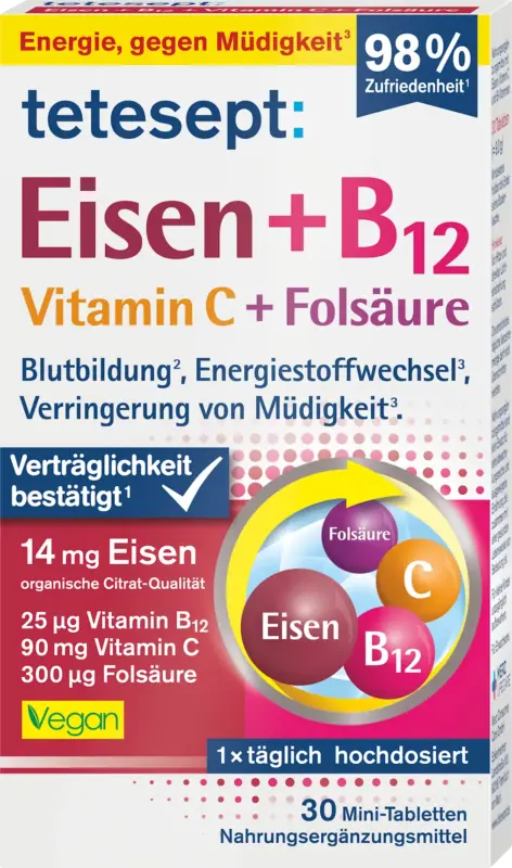 tetesept Tabletten Eisen + B12 + C + Fols&auml;ure