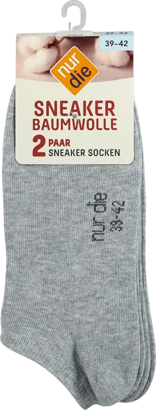 nur die Sneaker Socken Baumwolle hellgrau Gr. 39-42 (2 Paar)