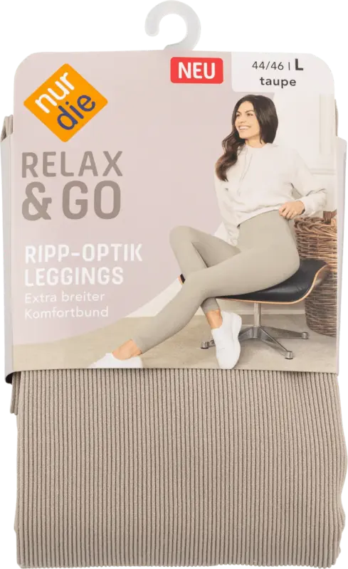nur die Relax & Go Ripp-Optik Leggings Gr. 44/46 taupe