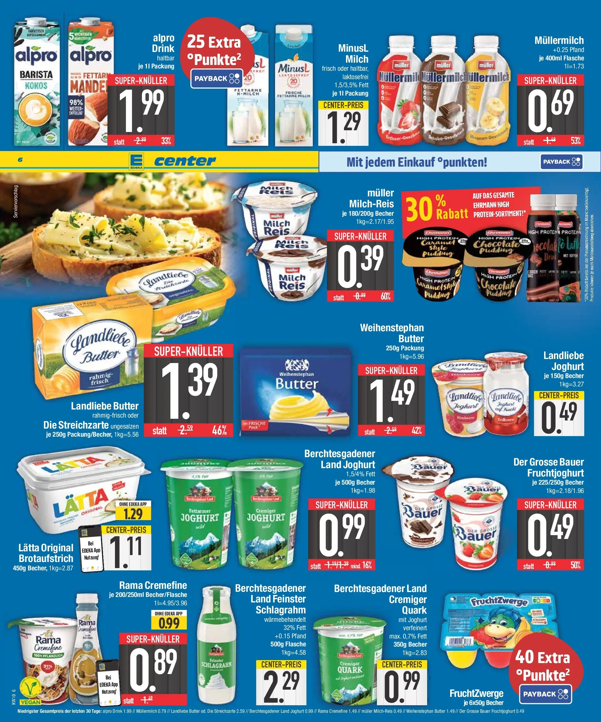 E center Prospekt Bad Reichenhall (ab 02.03.2026) zum Blättern | Seite: 6 | Produkte: Rama, Quark, Milch, Pudding