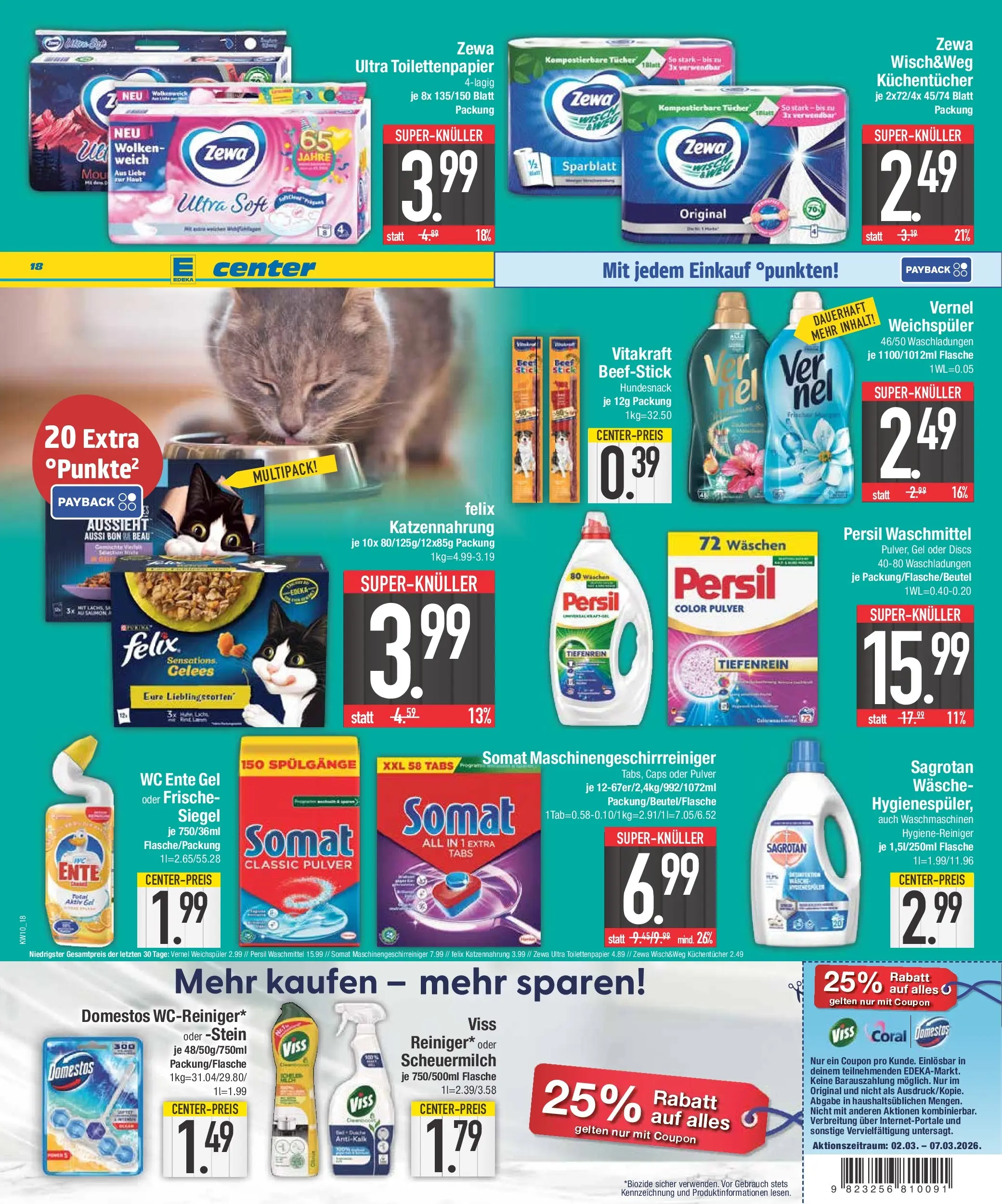 E center Prospekt Bad Reichenhall (ab 02.03.2026) zum Blättern | Seite: 18 | Produkte: Coral, Zewa, Weichspüler, Waschmittel