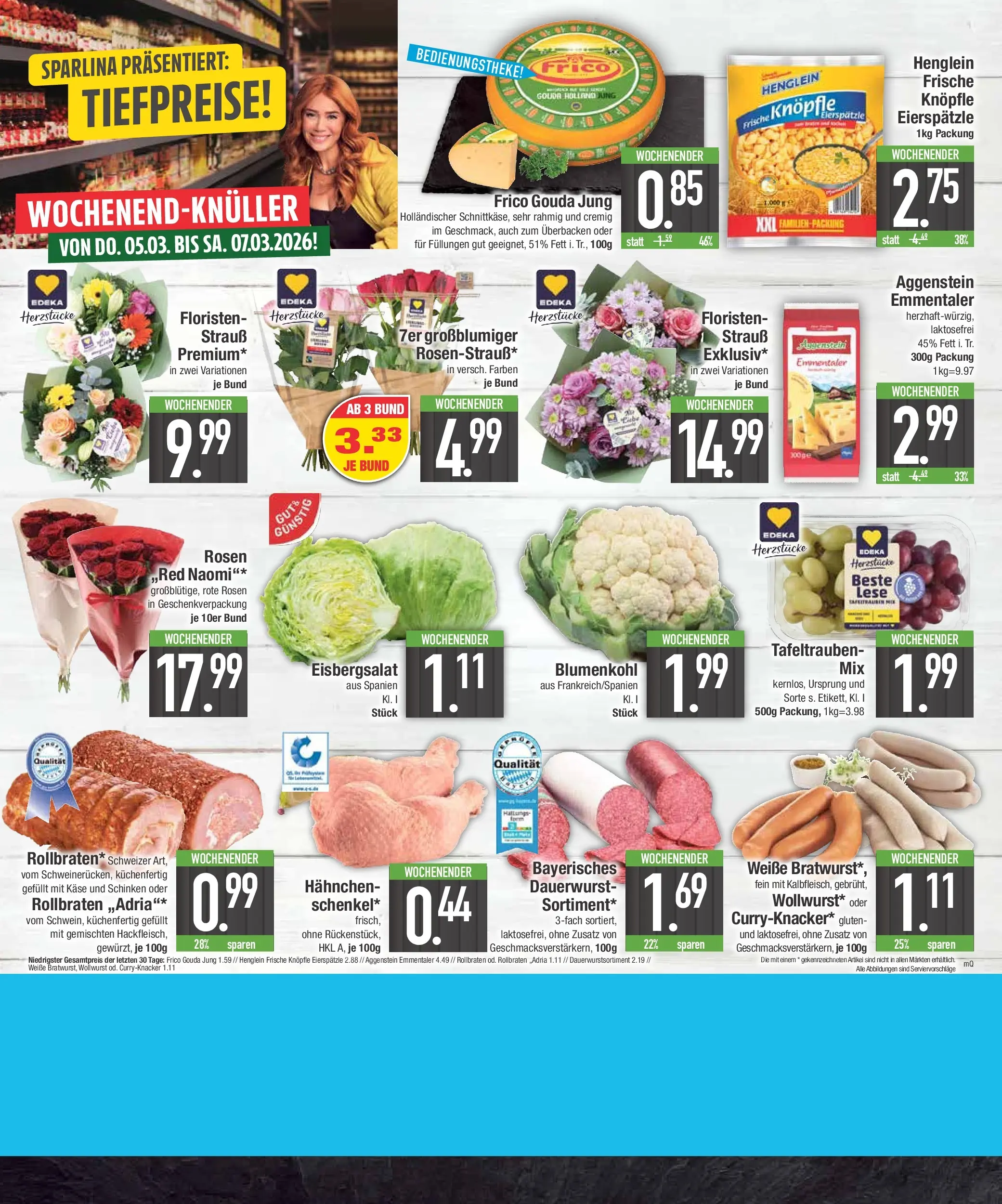 E center Prospekt Bad Reichenhall (ab 02.03.2026) zum Blättern | Seite: 20 | Produkte: Hahnchen, Bratwurst, Eisbergsalat, Blumenkohl