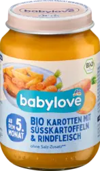 babylove Men&uuml; Karotten mit S&uuml;&szlig;kartoffeln und Rindfleisch ab dem 5.Monat