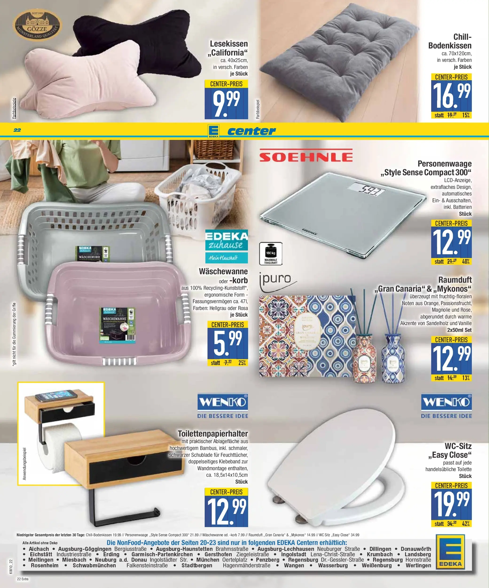 E center Prospekt Schwabmünchen (ab 02.03.2026) zum Blättern | Seite: 22 | Produkte: Batterien, Toilette, Korb, Personenwaage