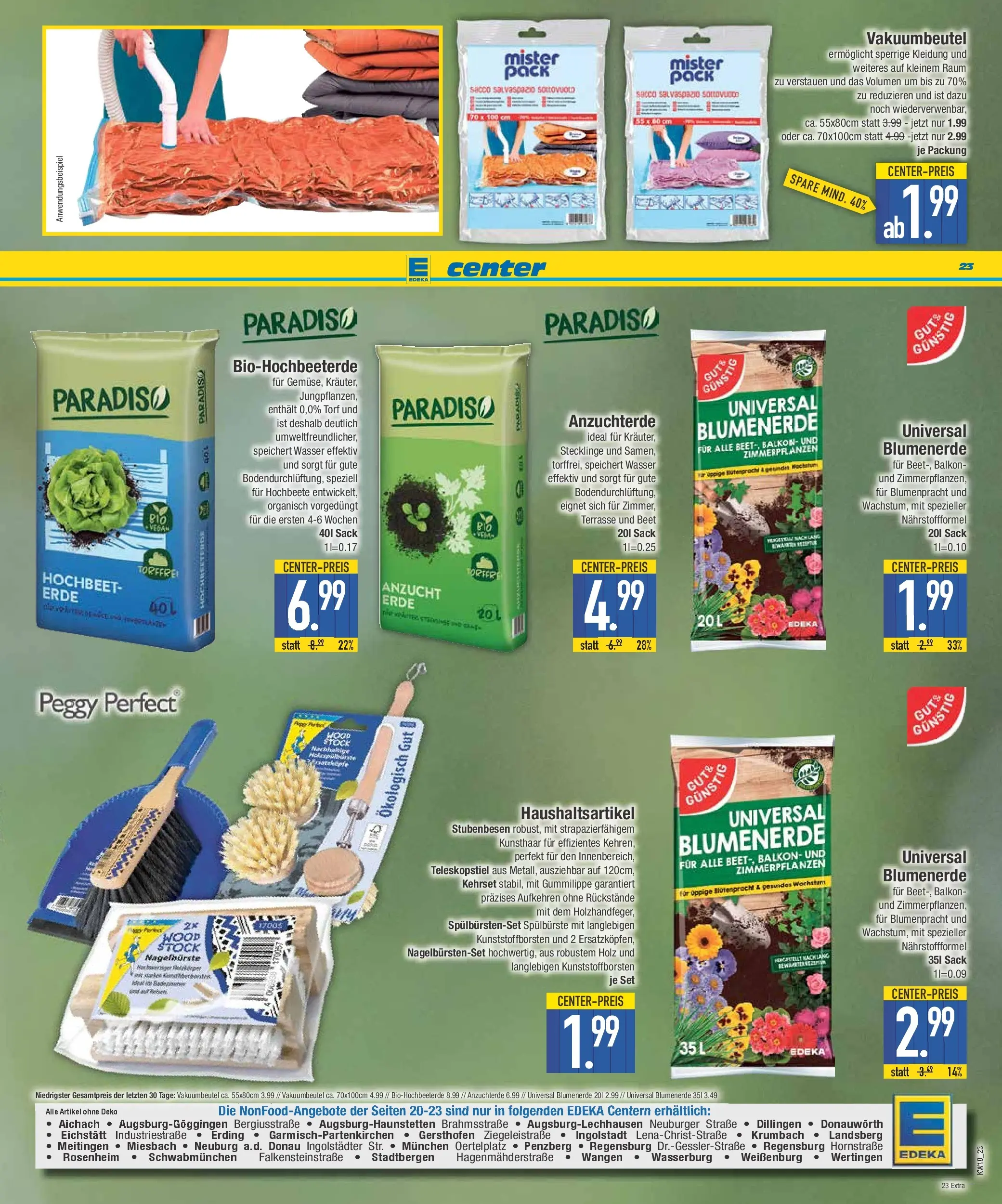 E center Prospekt Schwabmünchen (ab 02.03.2026) zum Blättern | Seite: 23 | Produkte: Hochbeet, Blumenerde, Wasser