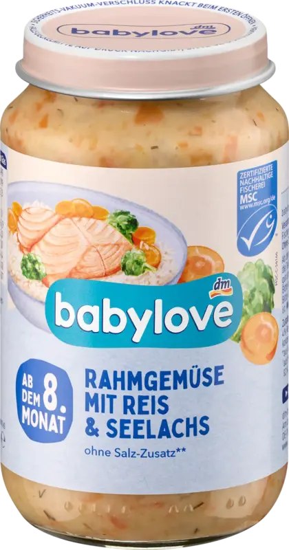 babylove Men&uuml; Rahmgem&uuml;se mit Reis und Seelachs ab dem 8.Monat