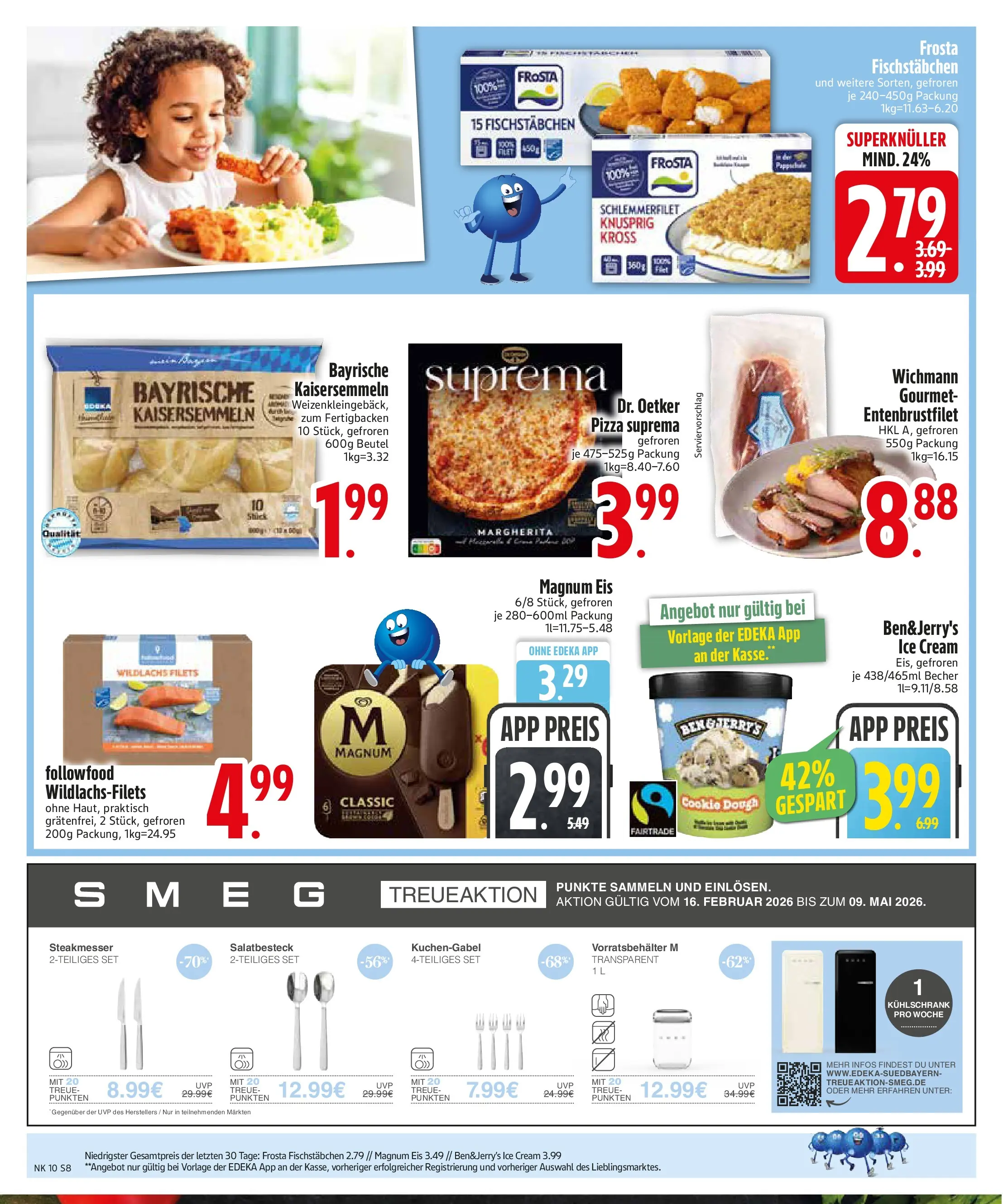 E center Prospekt Vilsbiburg (ab 02.03.2026) zum Blättern | Seite: 8 | Produkte: Kühlschrank, Fischstabchen, Pizza, Eis