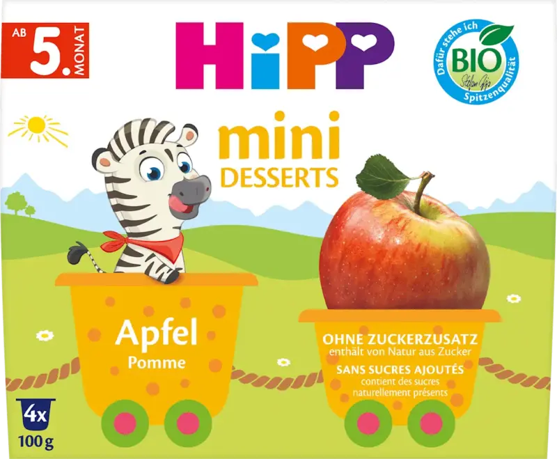 HiPP Fr&uuml;chte Apfel mini Desserts ab dem 5. Monat