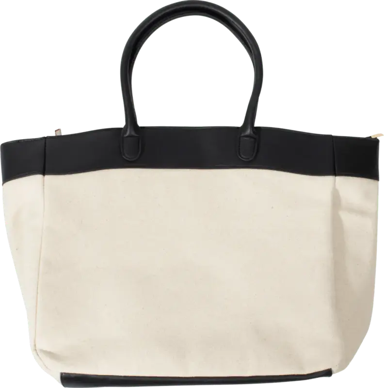 PURSET Tasche Canvas Creme / Wei&szlig;