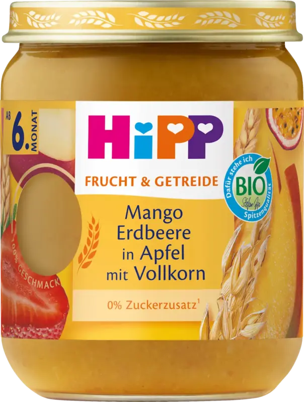 HiPP Frucht & Getreide mit Mango, Erdbeere in Apfel mit Vollkorn