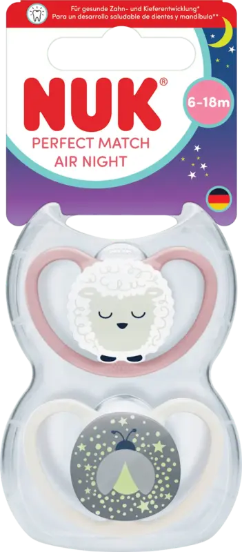 NUK Schnuller Perfect Match Air Night Schaf/Leuchtk&auml;fer 6-18 Monate