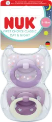 NUK Schnuller First Choice Classic Day & Night Lila 6-18 Monate