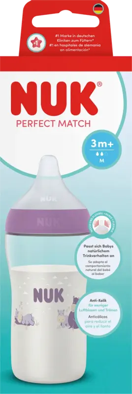 NUK Babyflasche Perfect Match Nilpferd 3+ Monate 260 ml