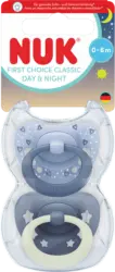 NUK Schnuller First Choice Classic Day & Night Blau 0-6 Monate
