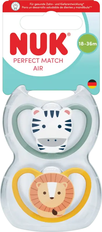 NUK Schnuller Perfect Match Air Zebra/L&ouml;we 18-36 Monate
