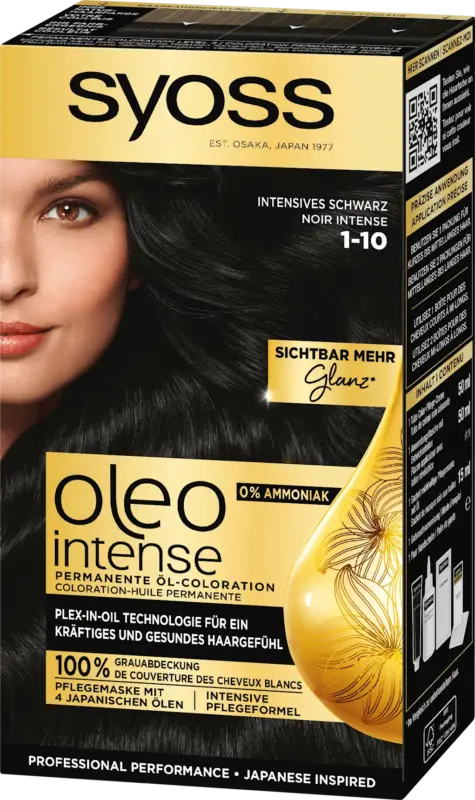 Syoss Oleo Intense Permanente &Ouml;l-Coloration - Nr. 1-10 Intensives Schwarz