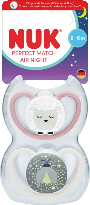 NUK Schnuller Perfect Match Air Night Schaf/Leuchtk&auml;fer 0-6 Monate
