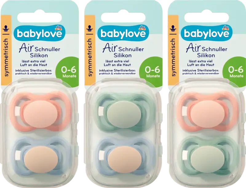 babylove Schnuller Air Silikon symmetrisch 0-6 Monate sortiert