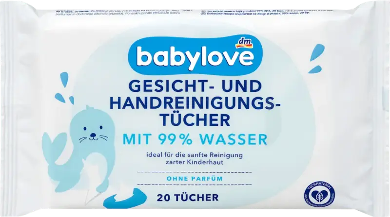 babylove Feuchtt&uuml;cher Gesicht- und Handreinigung Reisegr&ouml;&szlig;e