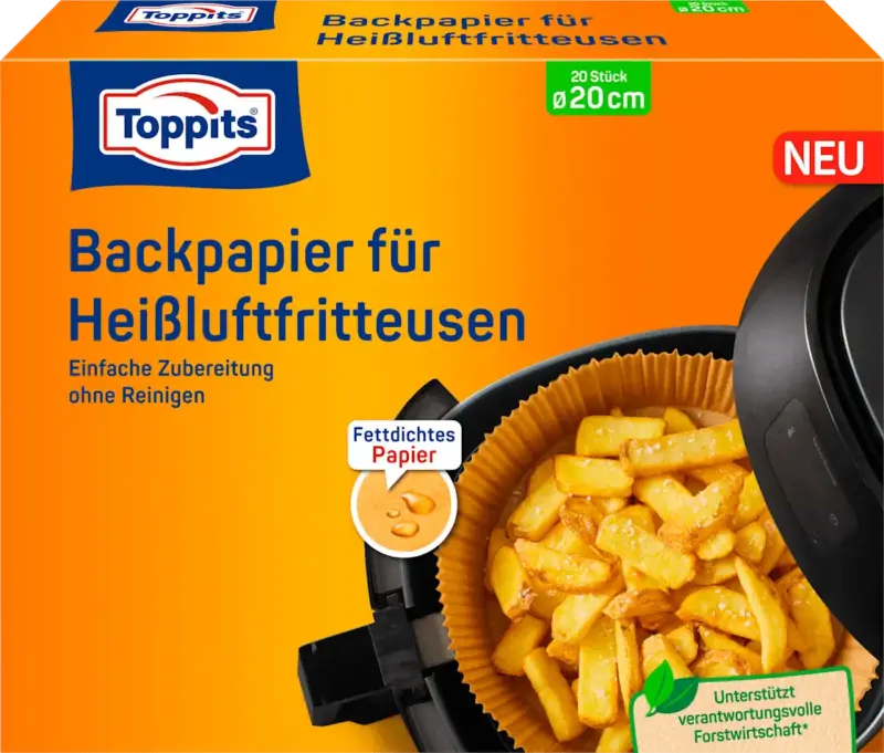 Toppits Backpapier f&uuml;r Hei&szlig;luftfritteusen