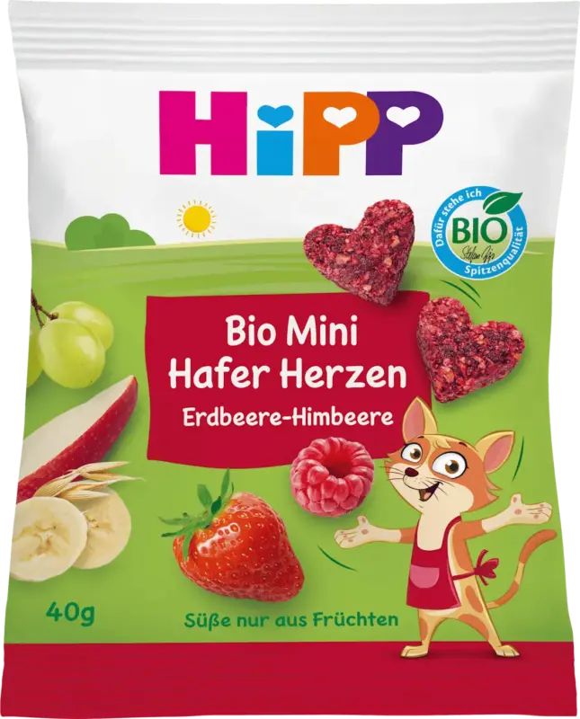 HiPP Kindersnack Mini Hafer-Herzen Erdbeere-Himbeere ab 3 Jahren