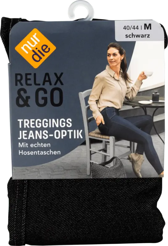 nur die Relax & Go Treggings Jeans-Optik schwarz, Gr. 40/44