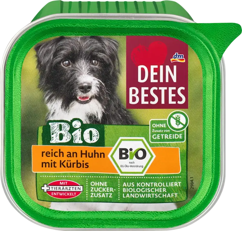 Dein Bestes Nassfutter Hund Bio reich an Huhn mit K&uuml;rbis