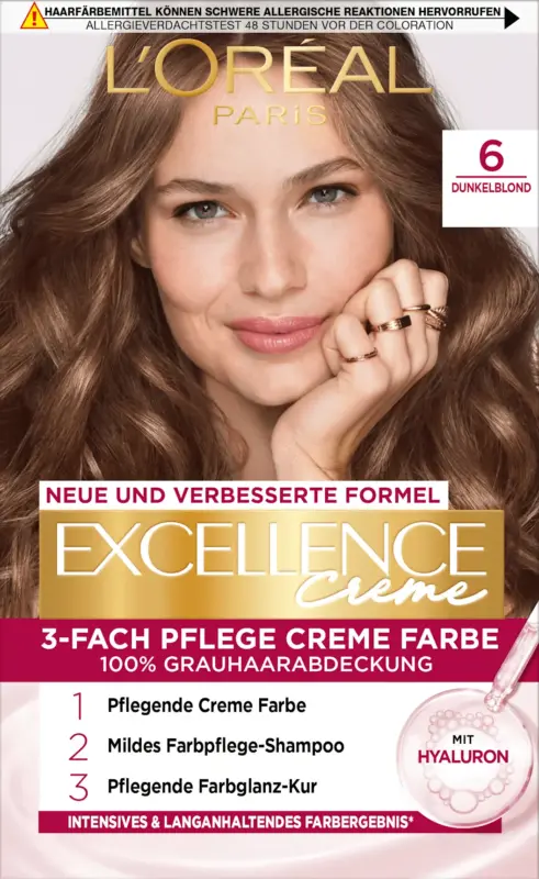 L'OR&Eacute;AL PARiS EXCELLENCE Creme Creme 3-Fach Pflege Creme Farbe - Nr. 6 Dunkelblond