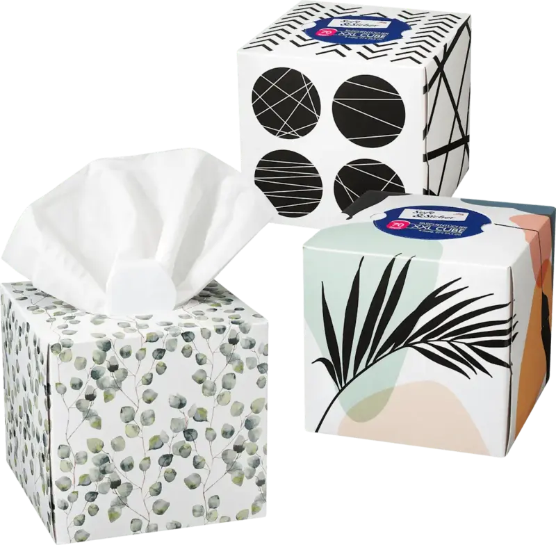 Soft&Sicher Taschent&uuml;cher Box XXL Cube 4-lagig sortiert