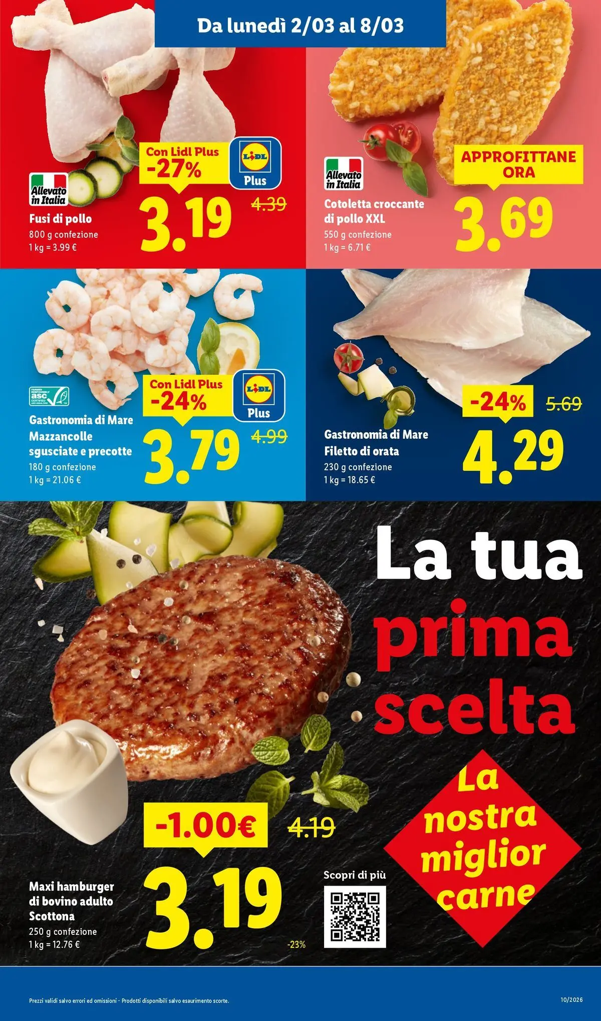 LIDL volantino della prossima settimana dal ﻿02/03/2026﻿ 📣 | Pagina: 7 | Prodotti: Bovino, Pollo, Mazzancolle, Hamburger