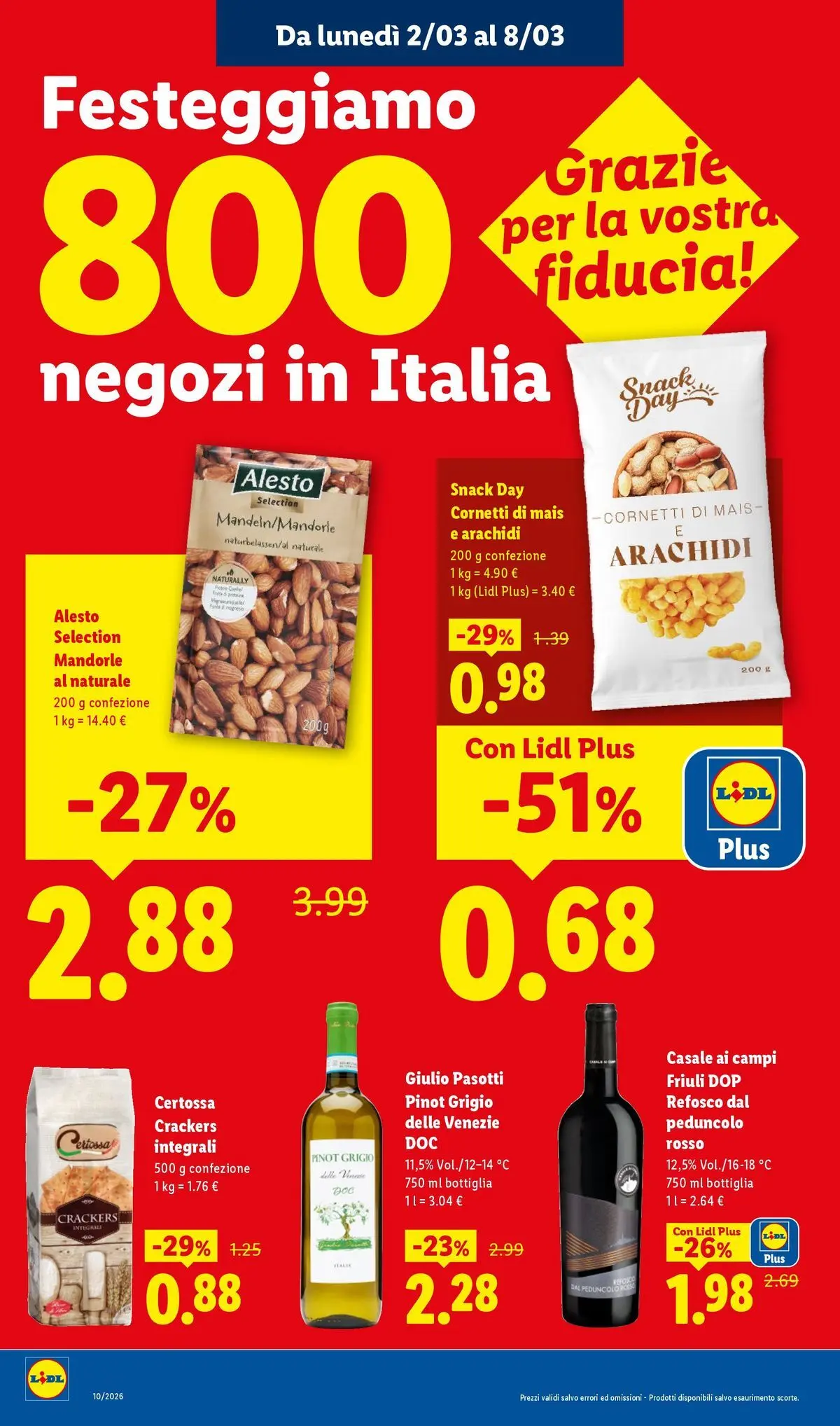 LIDL volantino della prossima settimana dal ﻿02/03/2026﻿ 📣 | Pagina: 10 | Prodotti: Mandorle, Crackers, Arachidi, Bottiglia