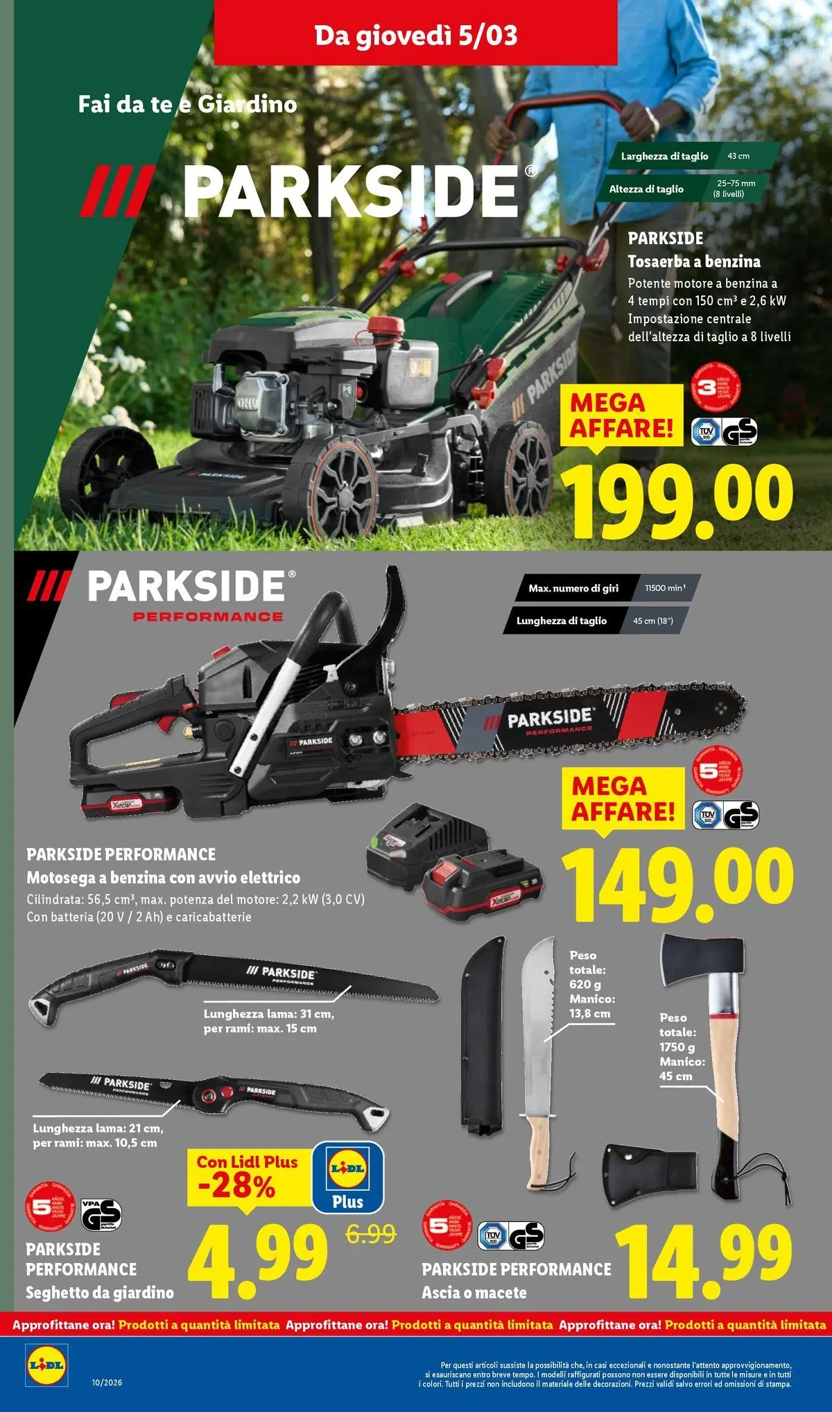 LIDL volantino della prossima settimana dal ﻿02/03/2026﻿ 📣 | Pagina: 44 | Prodotti: Tè, Motosega, Ascia, Caricabatterie