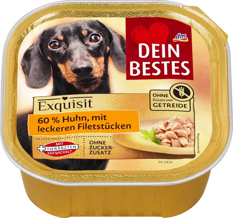 Dein Bestes Nasfutter Hund Exquisit 60 % Huhn mit Filetst&uuml;ckchen